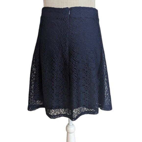 Zara Basic Navy Blue Crochet Lace A-Line Circle Skirt - Picture 4 of 4